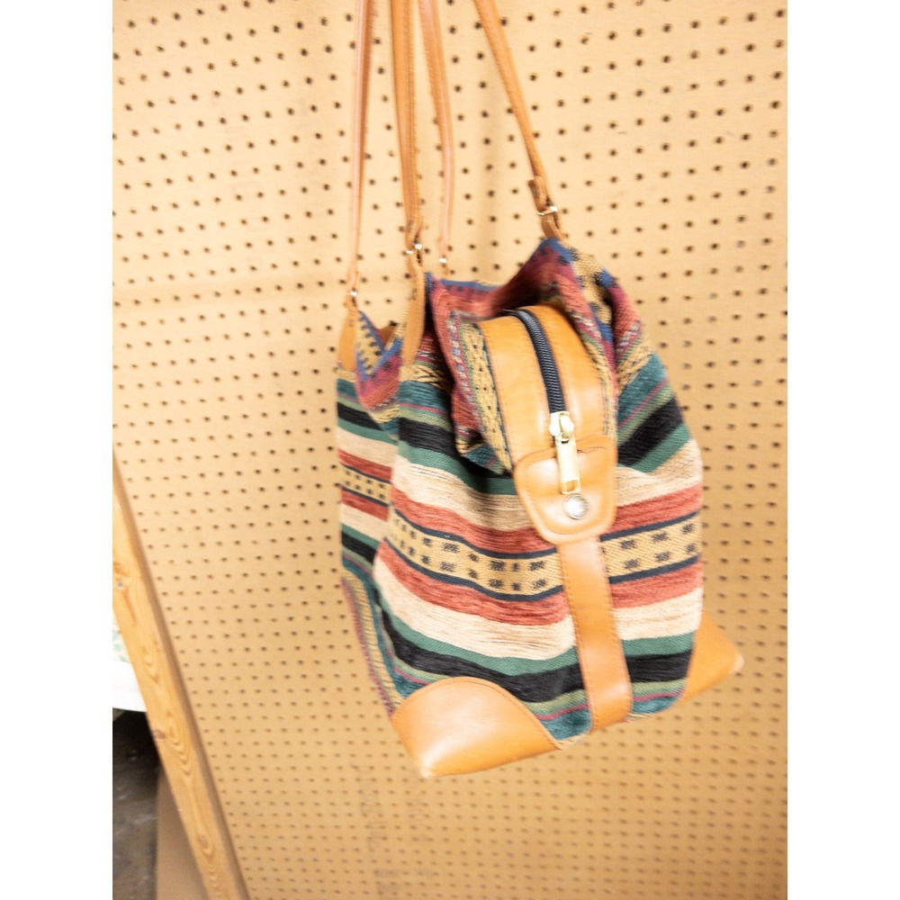 Vintage LL Bean 70s Woven Tapestry Luggage Set Striped Garment Bag, Carry-On - Picture 6 of 16